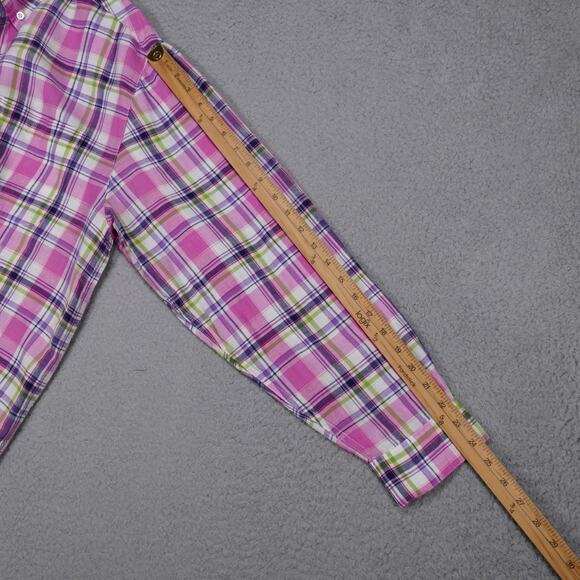 Alan Flusser Shirt Men's Large Linen Cotton Button Up Pink Pocket Long Sleeve - Picture 13 of 15